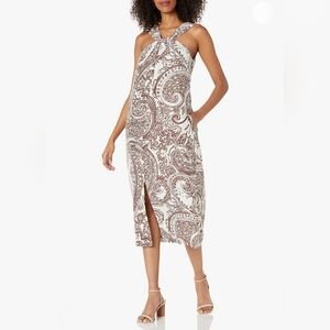 JOIE MALTA SILK HALTER MIDI DRESS IN ROSEWOOD WOMEN'S SIZE MEDIUM